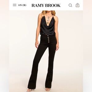 Ramy Brook Black Cindy High-Rise Flare Jean